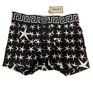 NWT Vintage Versace Mare Black and White Starfish Print Boxers